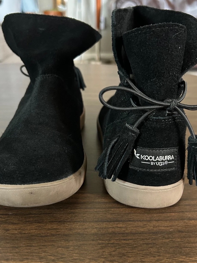 Koolaburra By Ugg Skyller Black Suede Tassel Ankle Boots Moccasins Size 9